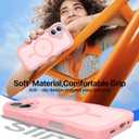 Magnetic for iPhone 16 Case,[Compatible with MagSafe][Military-Grade Drop Protection][Anti-Yellowing] Shockproof Protective Translucent Matte Cover for iPhone 16 Phone Case,Peach Pink