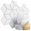 12 Pack Self-adhesive Acoustic Panels 12" X 10" X 0.4" - Sound Proof Foam Panels with High Density, Stylish Y-Lined Design, Flame Resistant, Absorb Noise and Eliminate Echoes(White)