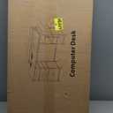 Lufeiya Gaming Desks with Led Lights and Power Outlets, 55 Inch Study Writing Computer Desk with Fabric File Drawers Cabinet for Bedroom, Home Office Desk with Shelves Monitor Stand, Rustic Brown