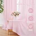 ZJDECOR Buffalo Plaid Kitchen Curtains 24 Inches Long,Pink White Gingham Crinkled Not-See-Through Sheer Cafe Tier Panels,Farmhouse Window Treatment for Kitchen Bedroom,Rod Pocket,26"Wx24"L(Pack of 2)