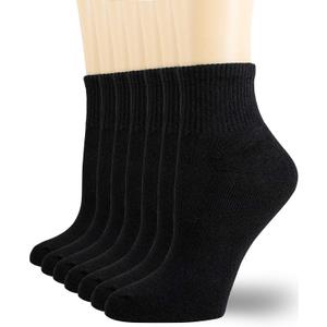 NevEND 6 Pairs Women's Mini Crew/Ankle Cotton Athletic Socks with Thick Cushioned 9-11 (Medium, Black)