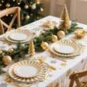 Christmas Snowflake Placemats Set of 4 Scalloped Let it Sonw Cotton Linen Placemats 13.5 Inch Embroidery Winter Table Mats for Christmas Xmas Party Supplies Home Kitchen Dining Table Decorations