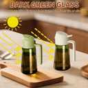 SWEET VIEW Olive Oil Dispenser and Oil Sprayer 16oz/470ml Glass Light-Proof Oil Pourer for Kitchen, Air Fryer, Cooking, Salad, and BBQ, Green