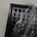 4 inch Square Shower Drain with Removable Cover Grid Grate,SUS 304 Stainless Steel Tile in Floor Drain,Matte Black