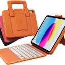 PAUL B for iPad 11th/10th Gen Case with Keyboard 11/10.9 inch A16 2025/2022,Handbag Design Wireless Keyboard Cover for iPad 11/10 Gen, with Pencil Holder,Multi-Touch Trackpad (Orange)