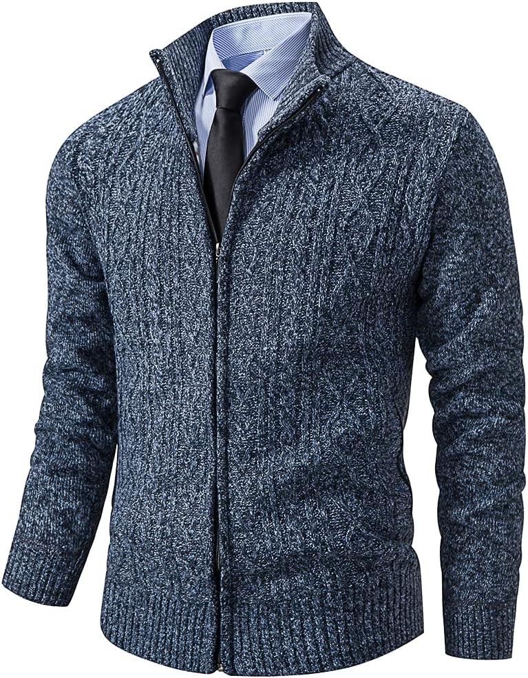 Msmsse Men's Cardigan Sweaters Full Zip Knitted Sweater for Men (M)