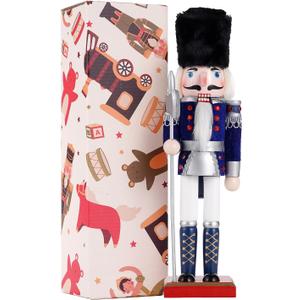COMBIUBIU 11.8 inch Christmas Decorations Nutcracker Ornaments,Wooden Nutcracker Figures,Festive Collectible Nutcracker Gift forTable Desktop Fireplace Thanksgiving Christmas DecorBlue)