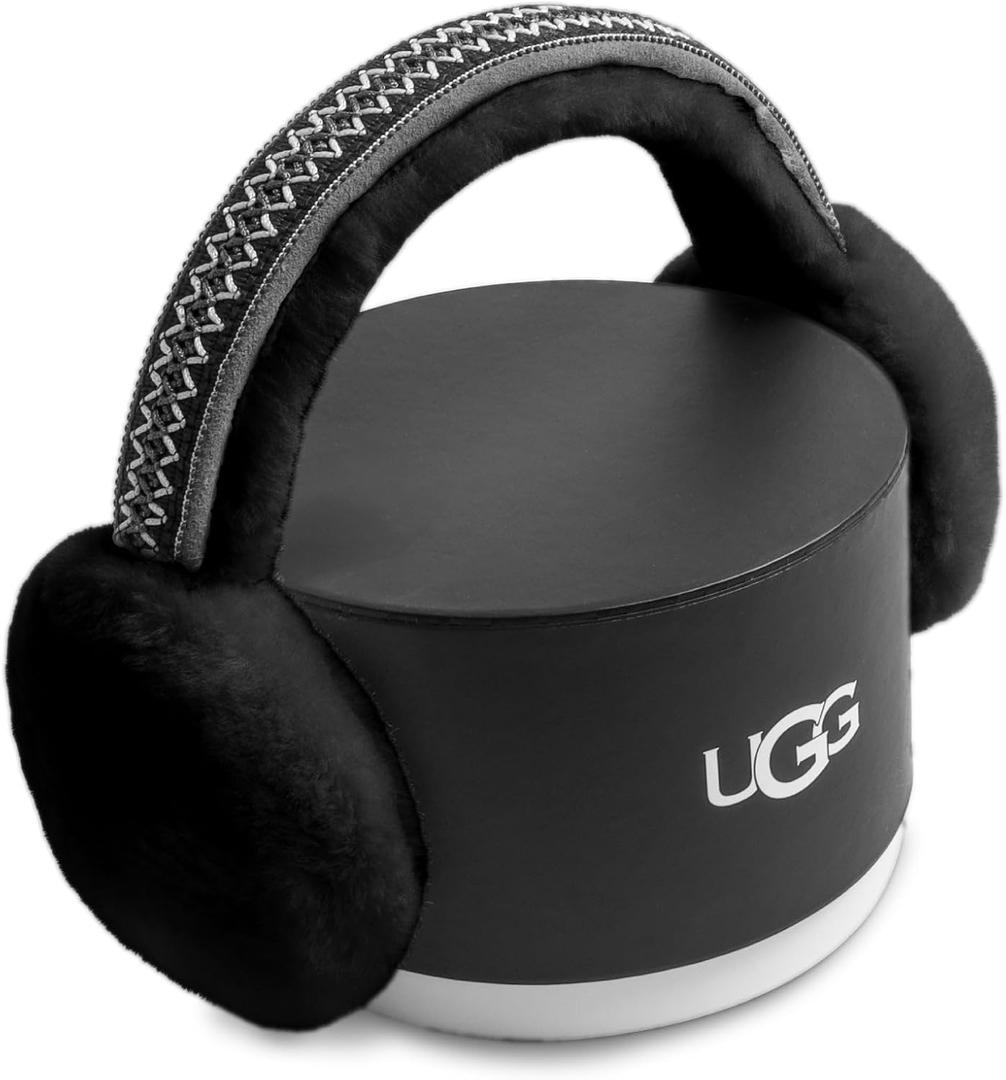 UGG Tasman Sheepskin Earmuffs for Women, Soft Genuine Shearling Ear Warmers (One Size, Black II)