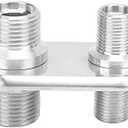 A/C Bulkhead, Car 2-Port Air Conditioner Bulkhead Connector Universal Modification Replacement for Hot Rod(Silver)