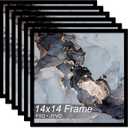 14x14 Frame Set of 6, Black Picture Frame for 14 x 14 Square Picture Poster Photo, Light Weight and High Transparent 14 by 14 Frame for Wall - 6 Pack/Black/14 x14