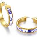 Chunky Blue and White Porcelain Hoop Earrings for Women – Hand-Painted Statement Earrings with 18K Gold, Artistic Vintage Jewelry, Luxury Gift (Cerulean)