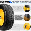 2 Pack 15x6.00-6 Flat Free Lawn Mower Tire And Wheel, Solid 15x6.00-6 Tire, 15x6.00-6 Solid Tires（Yellow Rim)
