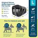Sherpa Pet Carrier Airline Approved with Spring Wire Frame - Cat Carrier and Dog Carriers for Airline Travel and Vet Visits, Mesh Ventilation, Locking Zippers - Charcoal Grey, Large