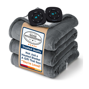 Bedsure Electric Blanket Queen Size - Dual Control Heated Blanket Queen, GentleSoft Fast Heating with 10 Time Settings & 10 Heat Settings, Warm Gift for Grandma (84x90 inches, Grey)