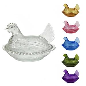 Chicken Shaped Crystal Candy Dish with Lid Snack Bowl for Nuts, Dessert & Candy Decorative Jar for Home Kitchen, Office Desk & Tabletop Decor (Transparent)