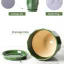 ADN Ceramic Planter - Large Plant Pot Geometric Design Flower Pot with Drainage Hole and Saucer for Outdoor Indoor Plants (Green, 8 in)