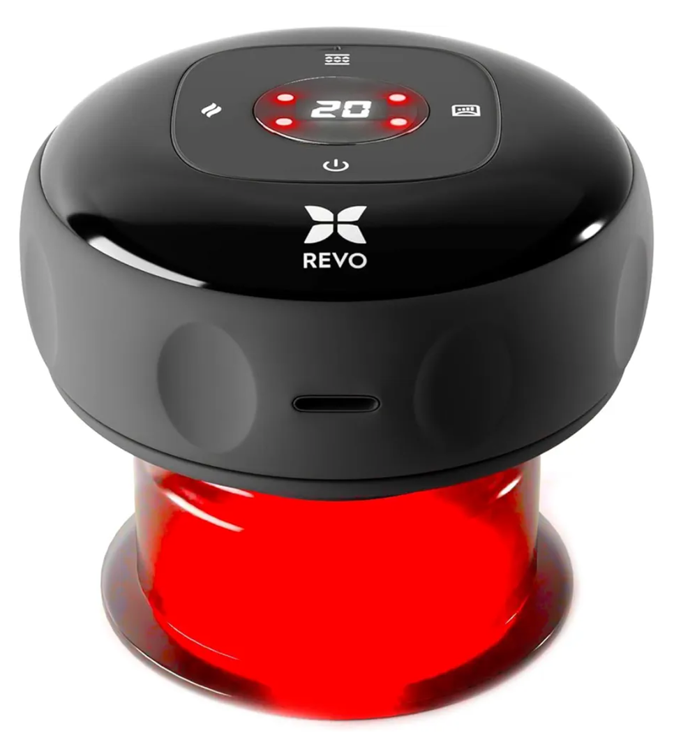 REVO The Original 4-in-1 Smart Cupping Therapy Massager, Red Light Therapy for Targeted Pain Relief, Knots, Aches, Muscle Soreness, Circulation & Tighter Skin, Portable Cupping Kit