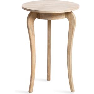 Kate and Laurel Mariona Coastal Round Mango Wood Side Table, 16 x 16 x 24, Light Natural, Modern Circle End Table with Classic Curved Legs for Living Room Home Decor or Bedroom Nightstand Decor