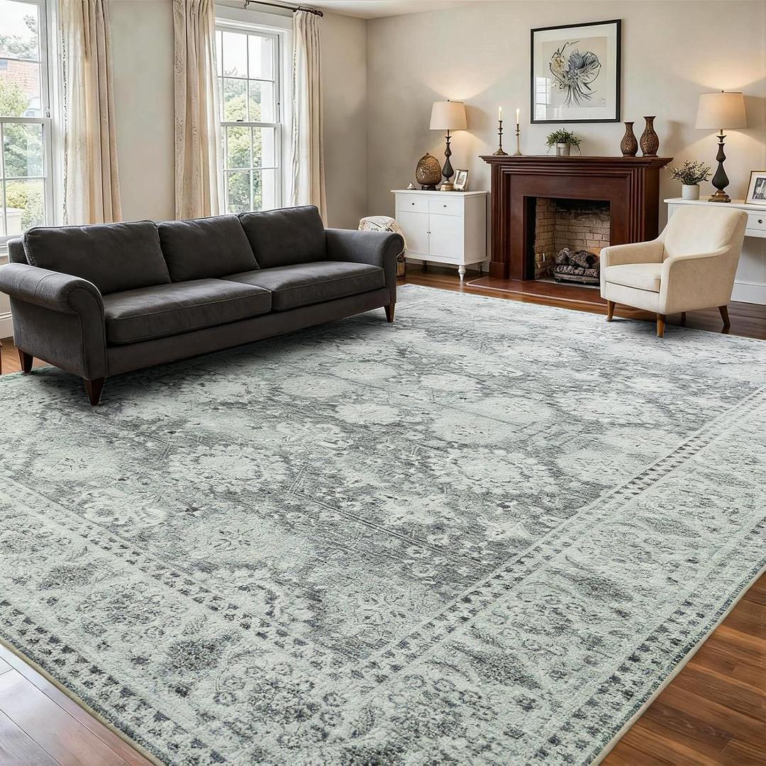 9x12 Area Rugs for Living Room, Foldable Soft Rugs for Under Table & Bedroom, Anti-Slip with Low Pile for Dining Room Easy to Store