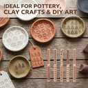 Wooden Clay Texture Rollers Set 10Pcs for Pottery Clay Roller and Texture Roller Tool Set with 10 Wooden Stamps & Textured Rolling Pins for Ceramics, DIY Handmade Art and Craft Supplies.