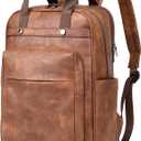 PU Leather Laptop Backpack Women for Travel | 17 Inch Laptop Bag for Women - Large Capacity Teacher Nurse Computer Bag for Work College School (Brown)