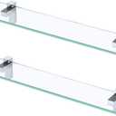 KES 24-Inch Tempered Glass Bathroom Wall Shelves, Polished Chrome, 2-Pack