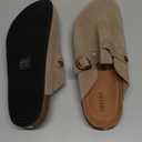 Womens Suede Clogs Mens Genuine Leather Mules Cork Footbed Sandals with Arch Support (Dark Brown), 48