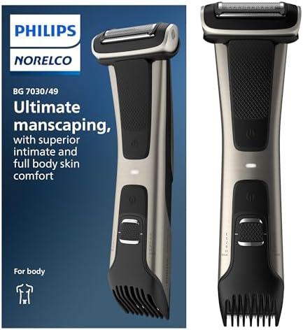Philips Norelco Bodygroom 7000 Series, Showerproof Groin and Body Trimmer for Men, Precise Body Grooming, Adjustable Comb, Safe Even Below The Belt, 80 Min. Runtime, Model BG7030/49