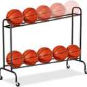 Tilt Basketball Rack Ball Storage Holder - Tilt Basketball Shooting Training Rack, Garage Sports Equipment Organizer, Outdoor and Indoor Rolling Balls Cart with Wheels (1 PC)