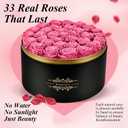 Jibeufi 33 Preserved Flowers Rose Forever Gifts for Her, Forever Roses in a Box for Women Delivery Prime Birthday Anniversary, for Women, Mom, Girl Friend (Pink)