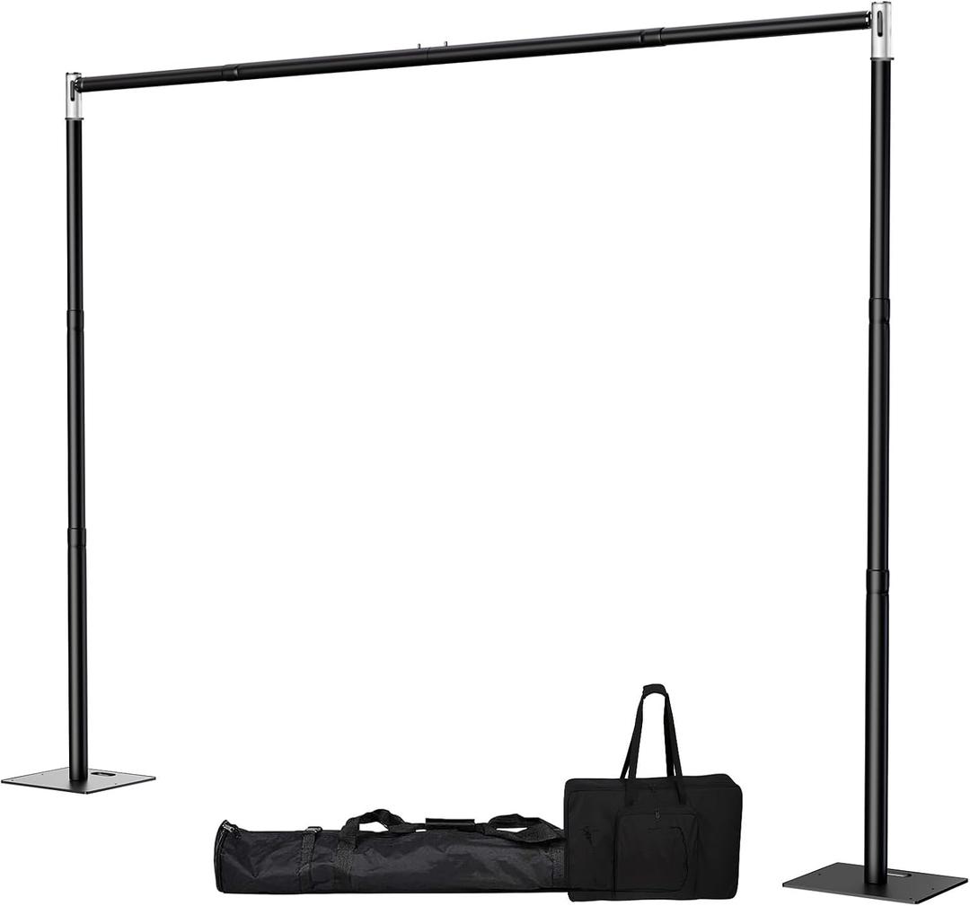 Pipe and Drape Backdrop Stand, 10x10ft Heavy Duty Backdrop Stand with Metal Base, Adjustable Height & Width, Black Background Holder for Wedding Photography Birthday Party Baby Shower Decor