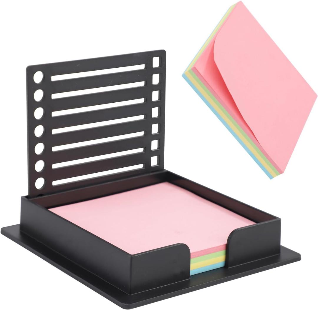 3 x Self-Stick Note Pad Holders, Black Sticky Note Holder Practical Sticky Note Dispenser Plastic Sticky Note Template with Stencil Self Stick Notepad Holder for Sticky Notes Organizer School