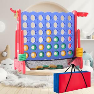 Giant 4 Row Game with Carrying Bag and Mesh Fabric .Giant 4-to-Score Game Set Suitable for Indoor and Outdoor Holiday Parties and Family Gatherings.red