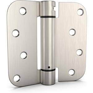 goldenwarm Pack of 2 4 inch Door Hinges Satin Nickel Self-Closing Spring Door Hinges - Heavy-Duty Spring Hinges for Interior and Exterior Doors, 5/8" Radius Corners