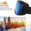 Ski Goggles Frameless Anti-Fog Windproof OTG Design Snowboard Goggles UV400 Block Eyes Protect Lens Adult Youth (Black and Red)