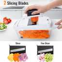 12 Blade All-in-1 Vegetable Chopper Mandoline Slicer with Container, Spiralizer with Containers, Food Chopper, Onion Chopper, Veggie Cutter for Salad, Kitchen Gadgets Accessories Essentials, White