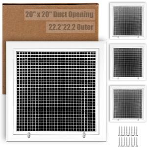 Blulu 4 Pack Fits 20"x20" Duct Opening, Return Air Filter Grilles Aluminum Eggcrate Return Air Vent Cover Heavy Duty Ceiling Register Grill for Wall Sidewall or Ceiling, Outer Size 22"W x 22"H