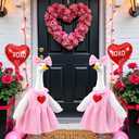Valentine's Day Goose Outfit with Balloon for 23" Porch Goose Holiday Pink Red Heart Cloths Costume Valentines Party Outdoor Garden Patio Yard Lawn Art Decoration