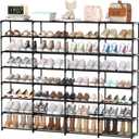 Large Shoe Rack Organizer, 4-Row 8-Tier Tall Shoe Storage Shelf for Closet, Entryway, Garage, Metal Free Standing Shoe Holder for 56-64 Pairs Shoes, Sturdy Stackable Shoe Stand for Bedroom
