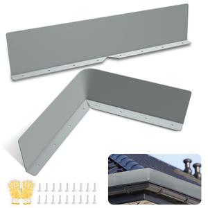 Rain Diverter Roofing Gutter Guards, 2 Pack 15.7 x 3.54 x 0.74 Inches Gutter Splash Guard Valley Downspout Roof Foldable Drip Guard for Corner House (Gray)