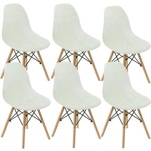 Dining Room Chair Covers Slipcovers Set of 6, Shell Chair Cover Velvet for Mid Century Modern Chair, Armless Chair Cover Lounge for Kitchen, Dining, Living Room Side Chairs Ivory