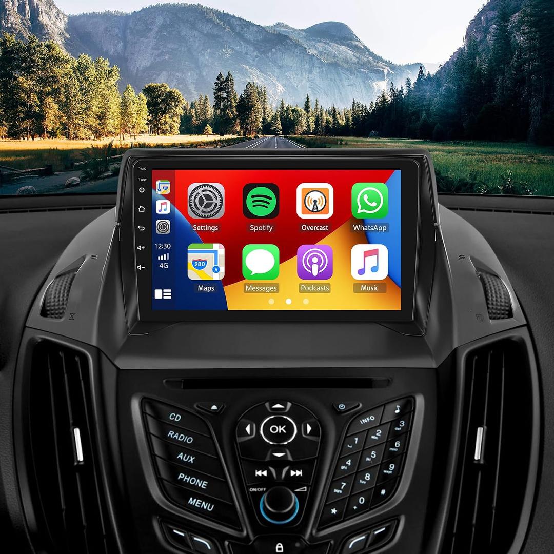Car Stereo Radio Upgrade for Ford Escape 2013 2014 2015 2016, 9" IPS Touchscreen Android 13 Car Radio with Wireless CarPlay Android Auto GPS Navigation WiFi Bluetooth SWC DSP Backup Camera Mic