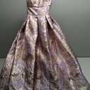 Long Metallic Jacquard Ballgown W/Spaghetti Straps & Cut Out Back Size 3Us