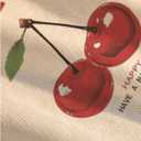 WDIRARA Women's Cherry Letter Print Crop Sweater Knit Tank Tops Crew Neck Sleeveless Pullovers (XS)