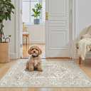 Madane Washable Area Rug 2x3, Small Entryway Rug Non-Slip Vintage Door Mat Indoor Entrance, Low Pile Floor Carpet for Inside Front Door Bedroom Kitchen Entry Laundry (2'x3', Beige/Brown)