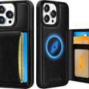 Uppuppy for iPhone 14 Pro Case with Wallet - Fits 4 Card Slots, Compatible with MagSafe for Women Men Men Durable PU Leather Credit Card Holder Kickstand Phone Cover for Apple 14 Pro, Black