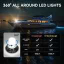 Anchor Light, Flash+Constant Boat LED Stern Light, All-Round Super Bright Marine Navigation Signal Light, Surface Mount White LED Marine Lighting Kit for Fishing Yacht Sailboat BassBoats
