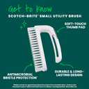Scotch-Brite Small Utility Brush, Long Lasting Dish Brush with Handle for Scrubbing Cookware, Hands, Tile, Grout, Cutting Boards, and Utensils without Scratching, Antimicrobial, and Rinses Clean