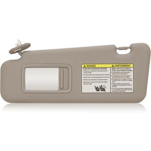 TadaMark Left Driver Side Sun Visor Fit for Toyota Highlander 2008 2009 2010 2011 2012 2013 Beige with Light Replace # 74320-48500-B0