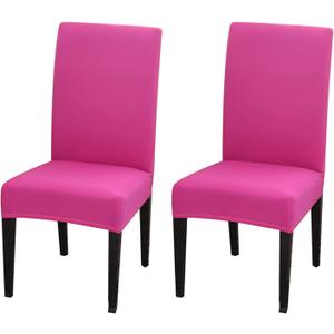 2 Pack Dining Chair Covers, Stretch Spandex Removable Washable Protector Chair Slipcovers for Dining Room Kitchen Hotel (Rosy)
